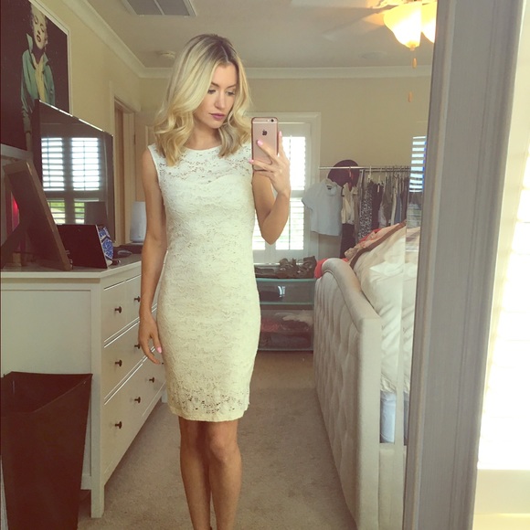 Fitted Creme cotton lace dress