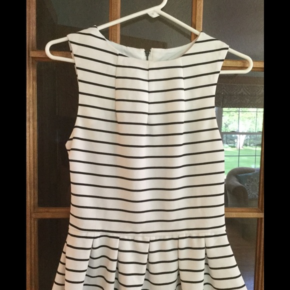 White & Black Striped Peplum Top