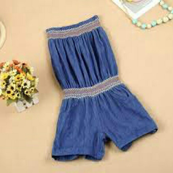 Denim tube romper