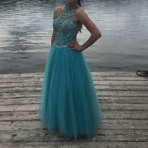Blue Blush Sequin Prom Dress