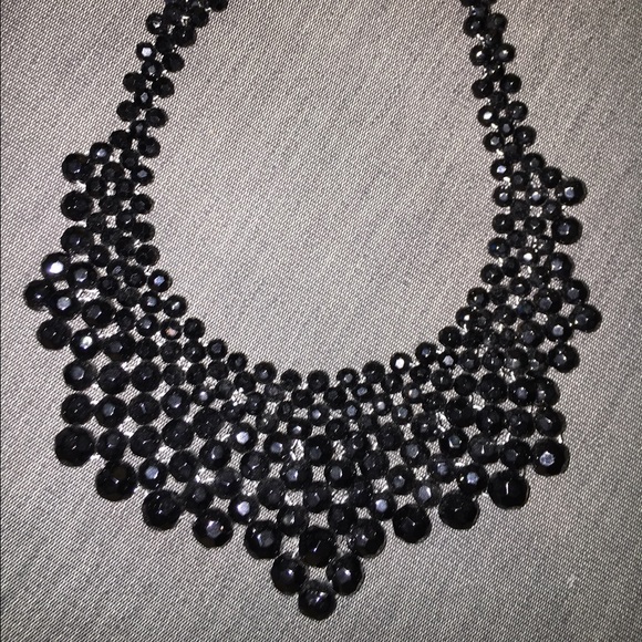 Beaded Black Statement Necklace With Pearl Clasp