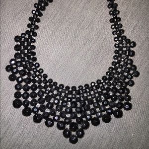 Beaded Black Statement Necklace With Pearl Clasp