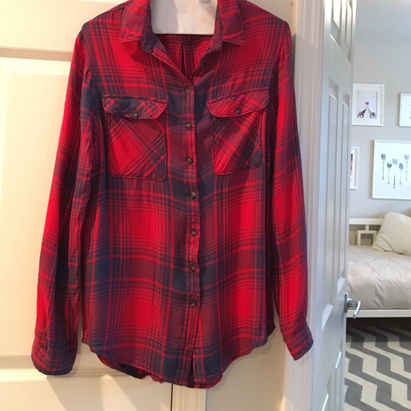 Red and blue paid button up - Picture 3 of 4