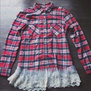 Lace trim flannel