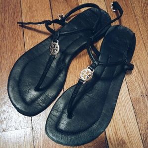 [SALE] TORY BURCH- navy sandals w/ gold hardware