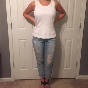 J. Crew white peplum tank top
