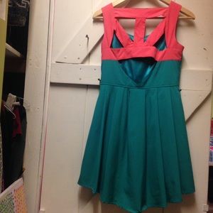 Boutique teal and pink dress