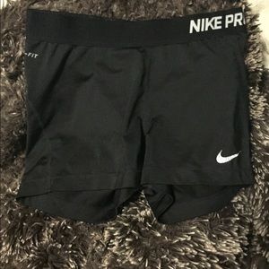 Black nike pros. spandex shorts