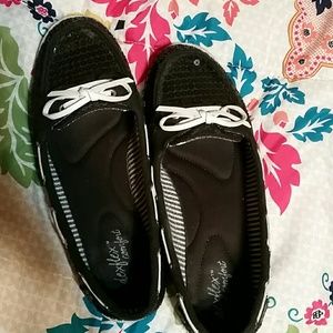 Black sequin slip on flats