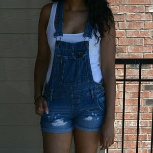 Medium Wash Denim Short Overall