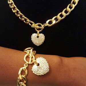 Gold crystal heart set