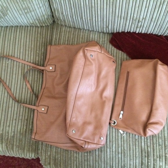 Tan Calvin Klein large 2 piece tote
