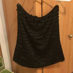 Black ruffle tube top