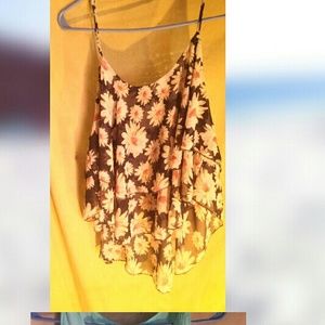 floral blue/red/white crop top