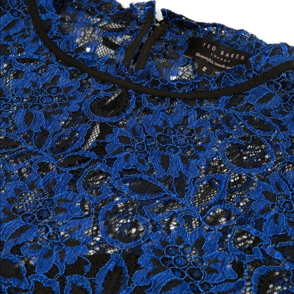 Ted Baker Nomino blue lace long sleeve blouse - Picture 3 of 3