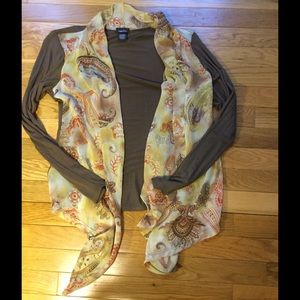 Brown open tunic with scarf front