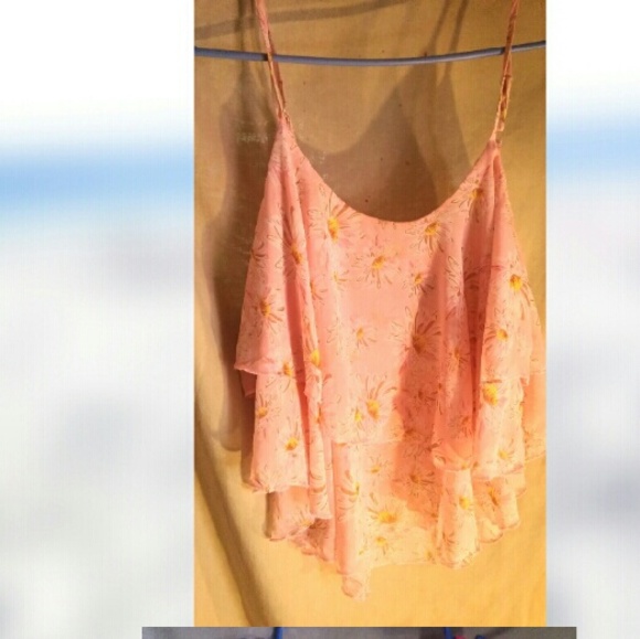 floral pink/white crop top