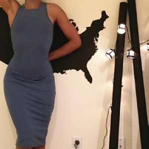 Baby blue bodycon midi dress