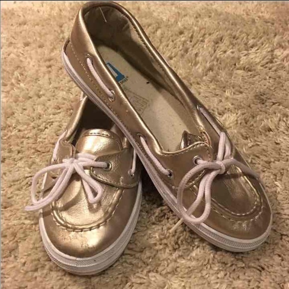 Gold Metallic Boat Shoes