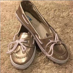 Gold Metallic Boat Shoes