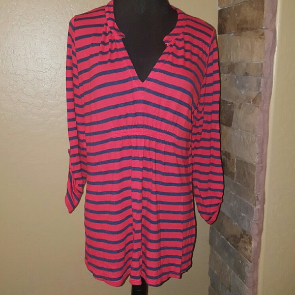 Ella Moss Striped Tunic 3/4 Sleeve Shirt