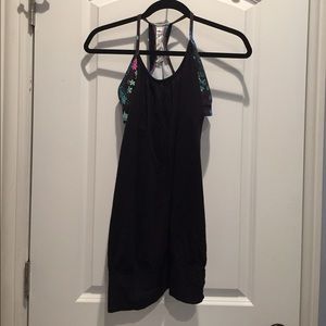 Lululemon "No Limits" Tank Black/Petal Pop Sz 10