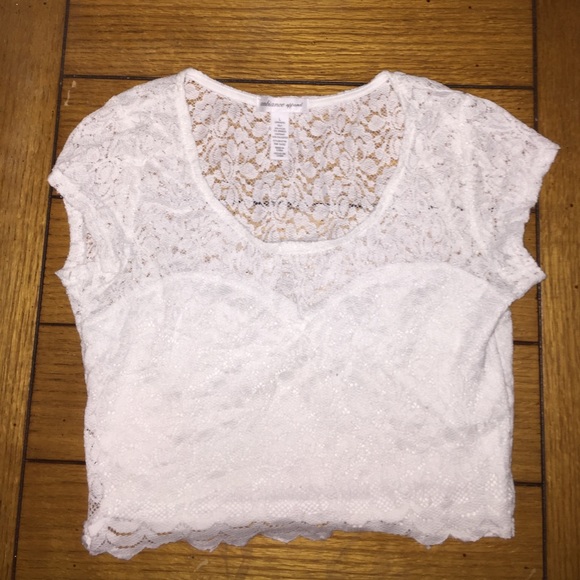 White cropped blouse.