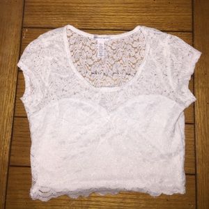 White cropped blouse.