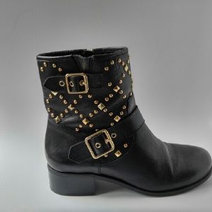 NEW INC WENDA Motorcycle Style Leather Ankle Boots