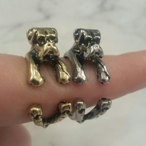 Two Boxer Dog Rings Bronze and Silver Tone