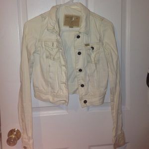 Destressed denim white jacket