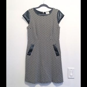 Leather detail stretch dress with pockets