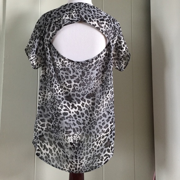 NWOT sheer gray & black leopard print top - Picture 2 of 4