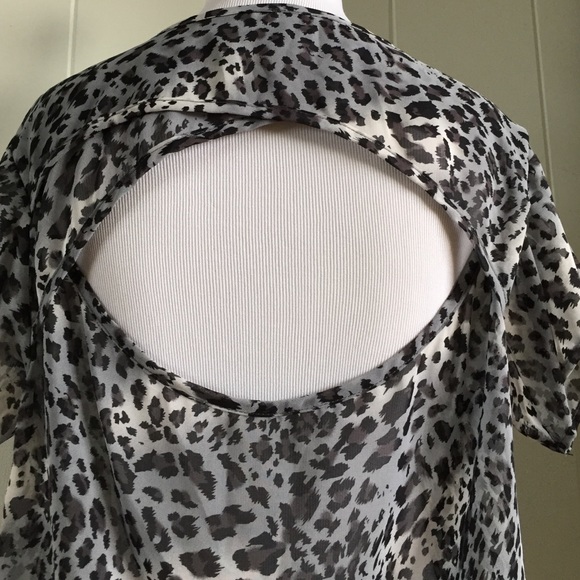 NWOT sheer gray & black leopard print top - Picture 3 of 4