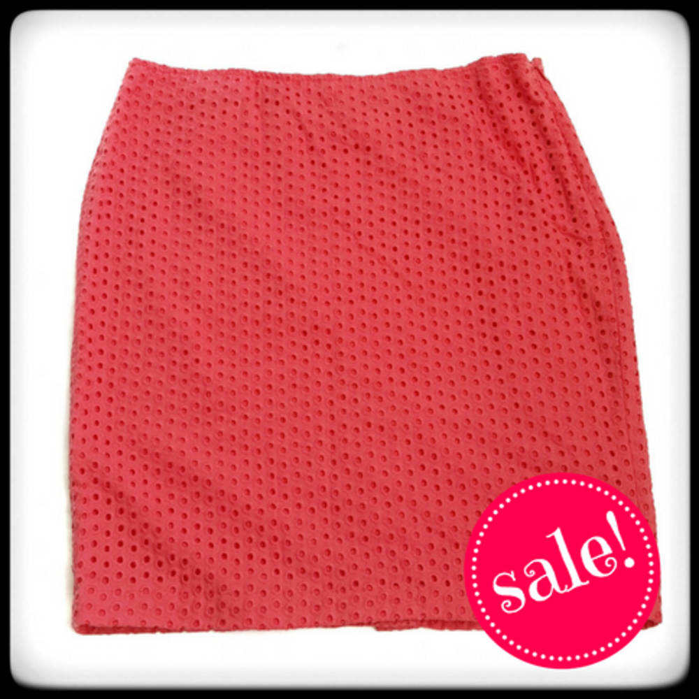 Max Studio coral eyelet pencil skirt NWT