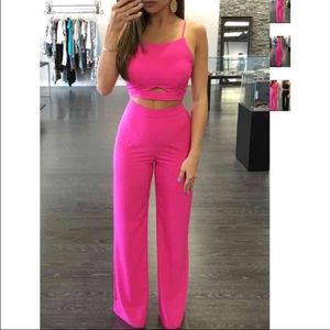 Hot pink 2 piece pant and top set