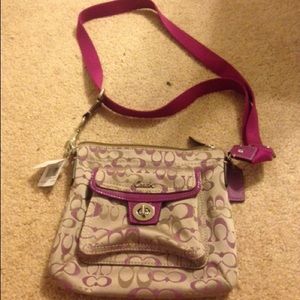 Brown and pink brown canvas purse