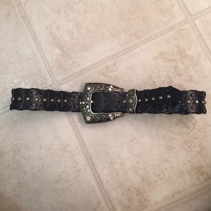 Black leather studded belt