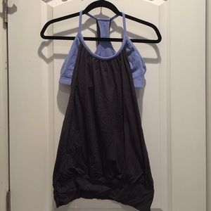 Lululemon "No Limits" Tank Grey/Lt Blue 10
