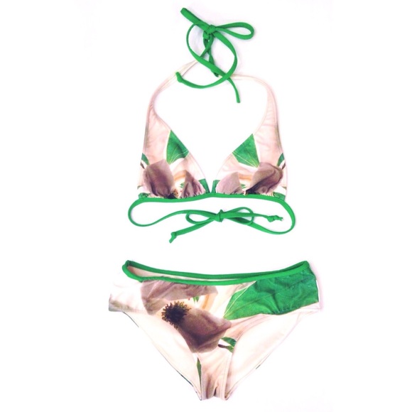 Floral/Solid Surf Bikini (available until Jan. 2) - Picture 1 of 4