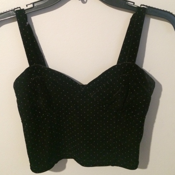 Nasty Gal black velvet bustier crop top