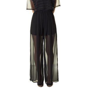 SHEER PLEATED PALAZZO PANTS