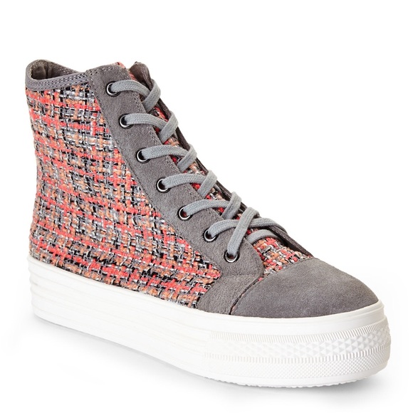 brand new! J/Slides suede tweed high top sneakers