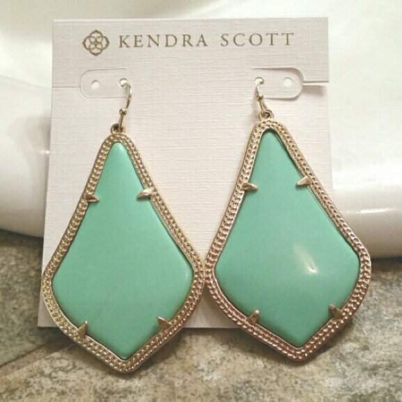 Kendra Scott "Alexandra" Earrings in Mint and Gold