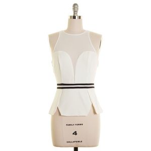 OPEN BACK SHEER HALTER PEPLUM TOP