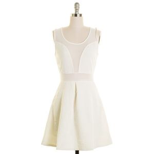 SHEER PANEL DRESS WITH FLORAL DEBOSSING