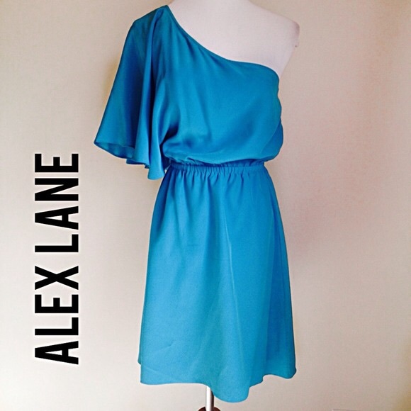 NEW Alex Lane Turquoise One Shoulder Dress Sz P/XS