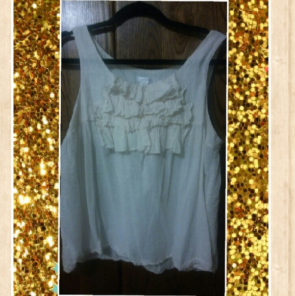 Cream Ruffled Linen Top - Picture 1 of 2