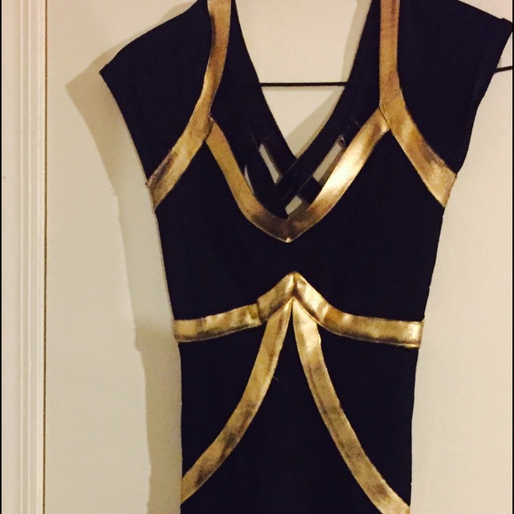 Bandage Black And Gold Dress