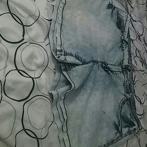 Acid wash denim shorts